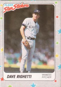 1988 Fleer Sticker Baseball Cards        052      Dave Righetti